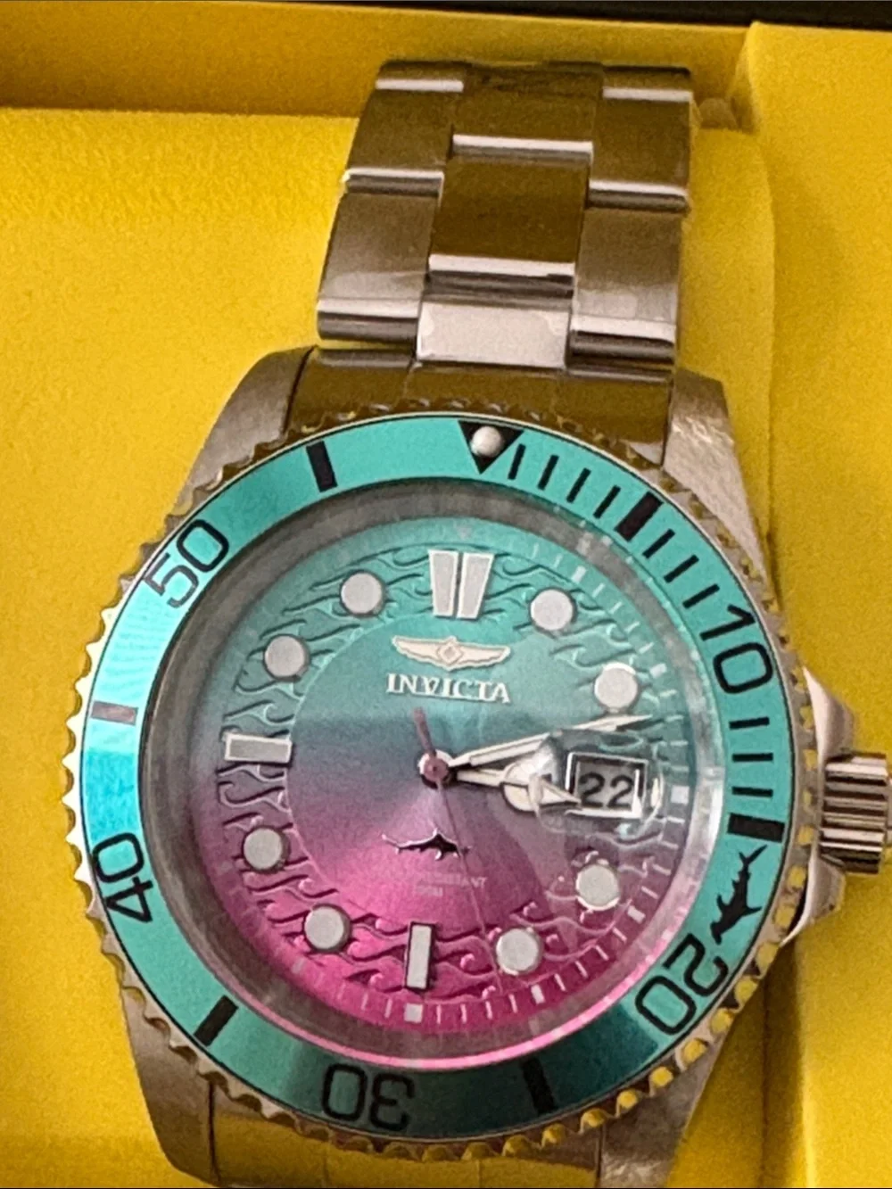 Sake today new Invicta Pro Diver Men's Watch 42mm Steel Tone Case Pink+Tiffany